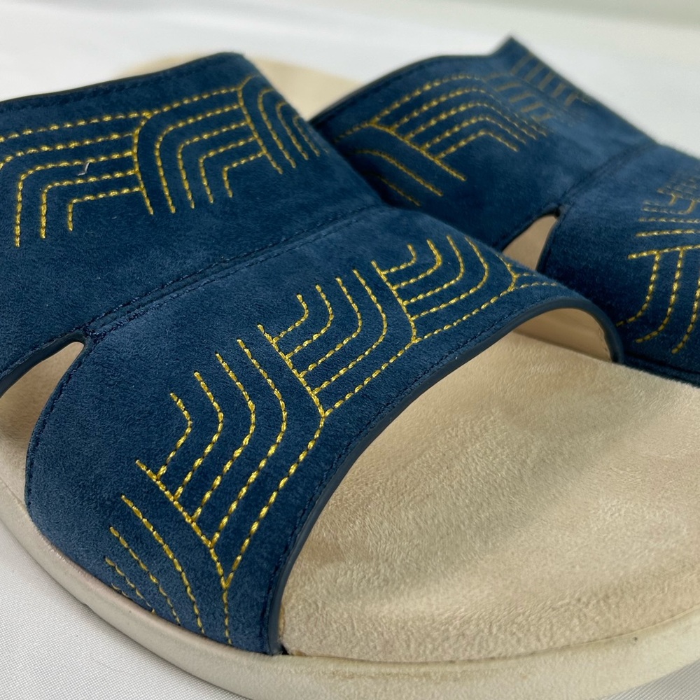 Spenco Twilight Ellie Women's Suede Leather Orthotic Slide Sandal Blue 9.5 EUC - Picture 13 of 14
